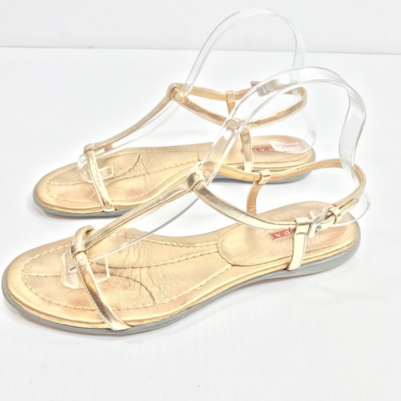 Prada Shoes - Prada | Gold Strappy Sandals 37